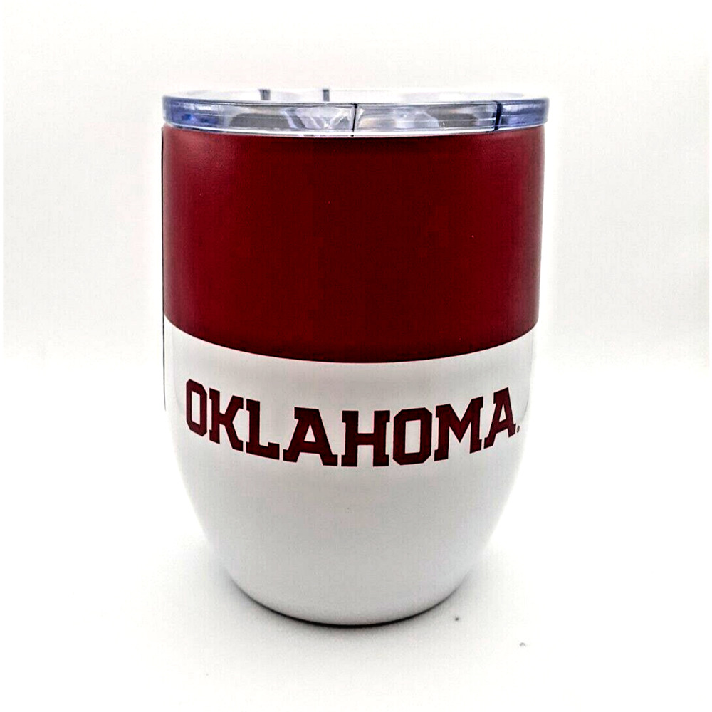 OU Oklahoma Sooners 16oz Color Block Curved Beverage Tumbler Cup NEW